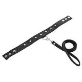 Sportsheets Black Leather Leash And Collar Adjustable Studded BDSM Fetish Play