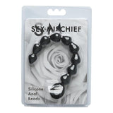 Sex And Mischief Silicone Black 9 Anal Beads Chain Inch Ring Pull Toy Plug