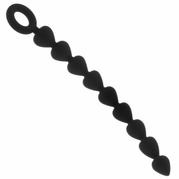 Sex And Mischief Silicone Black 9 Anal Beads Chain Inch Ring Pull Toy Plug