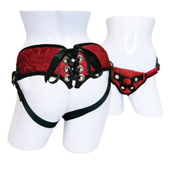Sportsheets Sunrise Lace Corsette Strap-On Harness Adjustable Dildo Sex Belt