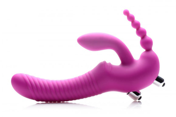 Strap U Regal Rider Vibrating Strapless Strap-On Pink Triple G Dildo Anal Beads Couples Sex Toy
