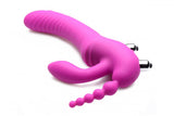Strap U Regal Rider Vibrating Strapless Strap-On Pink Triple G Dildo Anal Beads Couples Sex Toy