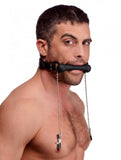 Strict Silicone Bit Mouth Gag Nipple Clamps Chains BDSM Fetish Bondage Play