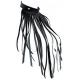The Red Genuine Black Leather Fringe Necklace Collar Goth Bondage Fetish Wear
