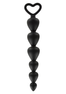 ToyJoy Anal Play Bottom Beads Flexible Soft Black Silicone Heart Butt Plug Chain Sex Toy