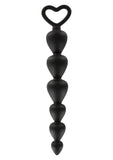 ToyJoy Anal Play Bottom Beads Flexible Soft Black Silicone Heart Butt Plug Chain Sex Toy