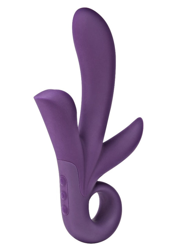 ToyJoy Caresse Trinity Triple Pleasure Vibrator Purple Silicone Play Bunny USB Sex Toy