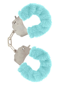 ToyJoy Furry Fun Hand Cuffs Blue Plush Heavy Duty Metal Safe Wrist Bondage Sex Play
