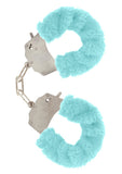ToyJoy Furry Fun Hand Cuffs Blue Plush Heavy Duty Metal Safe Wrist Bondage Sex Play