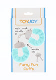 ToyJoy Furry Fun Hand Cuffs Blue Plush Heavy Duty Metal Safe Wrist Bondage Sex Play