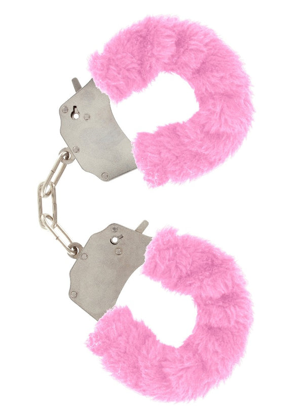 ToyJoy Furry Fun Hand Cuffs Pink Plush Heavy Duty Metal Safe Wrist Bondage Sex Play