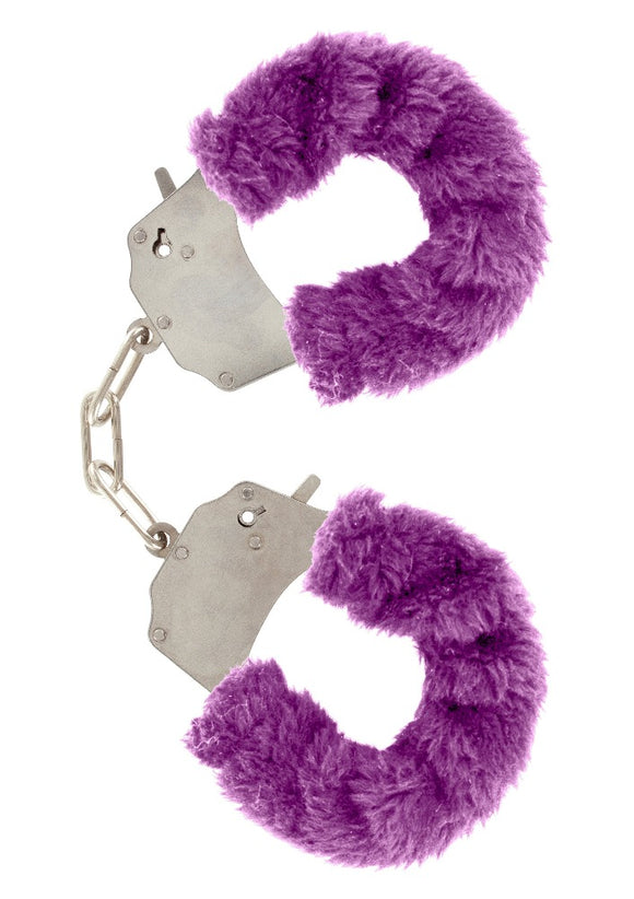 ToyJoy Furry Fun Hand Cuffs Purple Plush Heavy Duty Metal Safe Wrist Sex Bondage