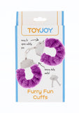 ToyJoy Furry Fun Hand Cuffs Purple Plush Heavy Duty Metal Safe Wrist Sex Bondage