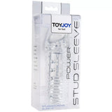 Toy Joy Power Stud Penis Sleeve Clear Extra Length Girth Ribbed Cock Sheath Aid