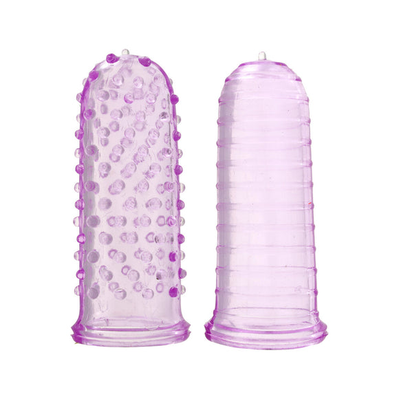 ToyJoy Sexy Finger Tip Ticklers Purple Textured Sleeve Set Ribbed Masturbation Play 2 Pack