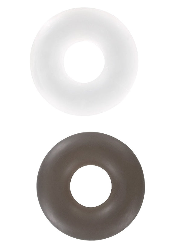 Toy Joy Stud Cock Ring Pack of 2 Clear Smoke Penis Band Erection Enhancer Set