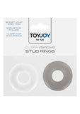 Toy Joy Stud Cock Ring Pack of 2 Clear Smoke Penis Band Erection Enhancer Set