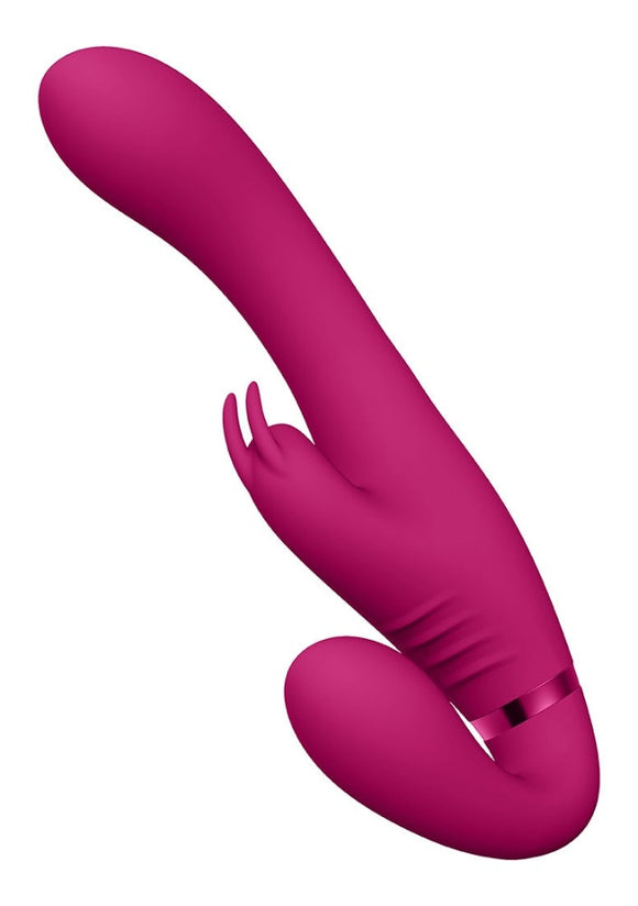 Vive Suki Strapless Strap On Rabbit Vibrator Pink G-Spot Bunny Dildo USB Sex Toy