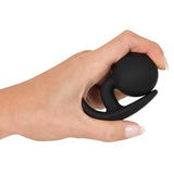 You2Toys Backdoor Friend Medium Round Butt Plug Soft Black Rotating Inner Ball Anal Sex Toy