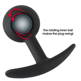 You2Toys Backdoor Friend Medium Round Butt Plug Soft Black Rotating Inner Ball Anal Sex Toy