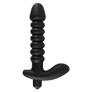 You2Toys Black Velvets Medium Anal Vibrator Ribbed Silicone Perineum Massager Butt Plug Sex Toy