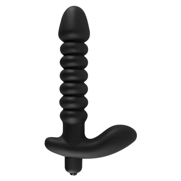 You2Toys Black Velvets Medium Anal Vibrator Ribbed Silicone Perineum Massager Butt Plug Sex Toy