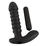 You2Toys Black Velvets Medium Anal Vibrator Ribbed Silicone Perineum Massager Butt Plug Sex Toy