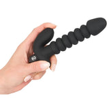 You2Toys Black Velvets Medium Anal Vibrator Ribbed Silicone Perineum Massager Butt Plug Sex Toy