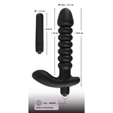 You2Toys Black Velvets Medium Anal Vibrator Ribbed Silicone Perineum Massager Butt Plug Sex Toy