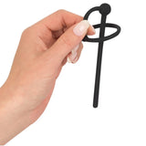 You2Toys Black Silicone Piss Play Penis Plug with Glans Ring Hollow Urethral Dilator Pin CBT