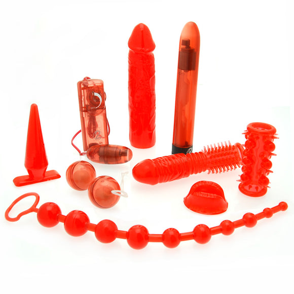 Red Roses Sex Toy Kit Erotic Collection Sexy Play Time Vibrator Anal Plug Set