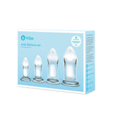 b-Vibe Glass Anal Dilators Set 4 Size Clear Butt Plug Gape Training Starter Kit