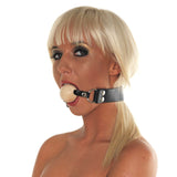 Rimba Wooden Ball Mouth Gag Genuine Leather Bondage Gear BDSM Fetish Wear