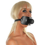 Rimba Black Genuine Leather Urine Tube Mouth Gag Bondage Gear BDSM Urophilia Fetish Wear