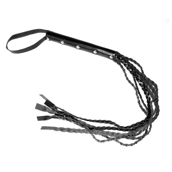 Rimba Plaited 6 String Leather Whip Flogger BDSM Gear Fetish Bondage Play