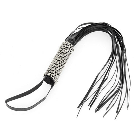 Rimba Leather Flogger Chain Handle Whip Bondage Play BDSM Gear Fetish