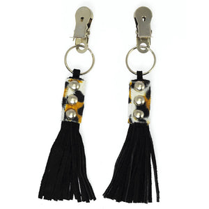 Leopard Print Tassel Nipple Clamps