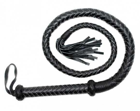 Rimba Arabian Bull Whip Black Platted Leather Tassel Bondage Dungeon Play Fetish BDSM