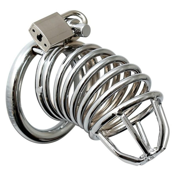 Rimba Chrome Metal Male Chastity Cock Cage Device Padlock Penis Bondage Fetish BDSM