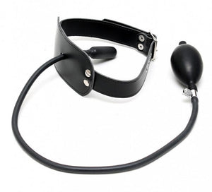 Rimba Inflatable Balloon Mouth Gag Pump Genuine Leather Strap Bondage Gear BDSM Wear