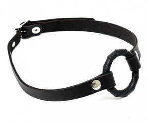 Rimba Black Leather O-Ring Mouth Gag Bondage Gear BDSM Fetish Wear