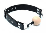 Rimba Wooden Ball Mouth Gag Genuine Leather Bondage Gear BDSM Fetish Wear